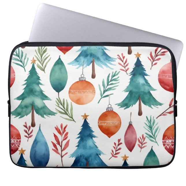 Christmas Tree Pattern Laptop Sleeve (Front)