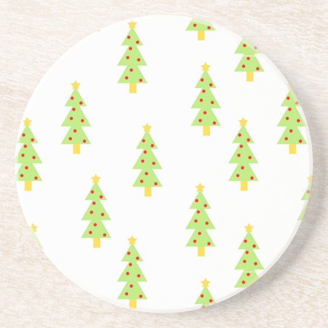 christmas tree pattern mid century modern vintage coaster (Front)
