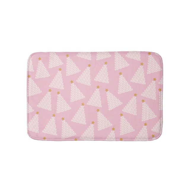 Christmas Tree Pattern Pink Bath Mat (Front)