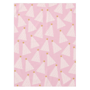 Christmas Tree Pattern Pink Tablecloth