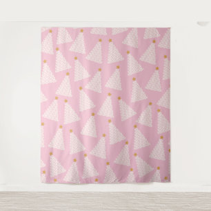 Christmas Tree Pattern Pink Tapestry