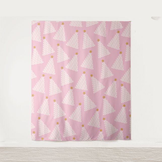 Christmas Tree Pattern Pink Tapestry (Front)