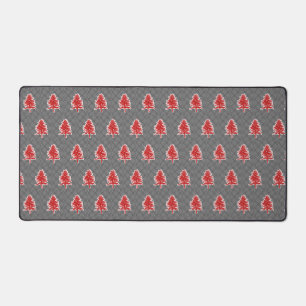 Christmas Tree Pattern Plaid Background Holiday  Desk Mat
