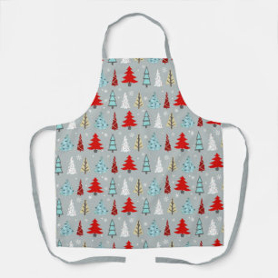 Christmas Tree Pattern Red and Blue ID175 Apron