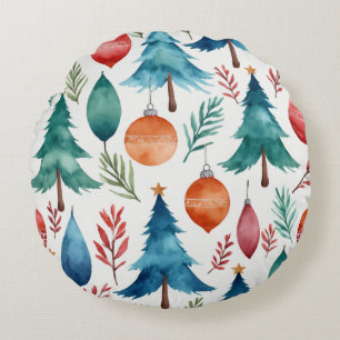 Christmas Tree Pattern Round Cushion