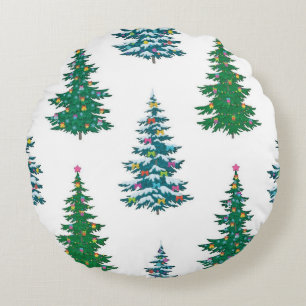 Christmas tree pattern round cushion