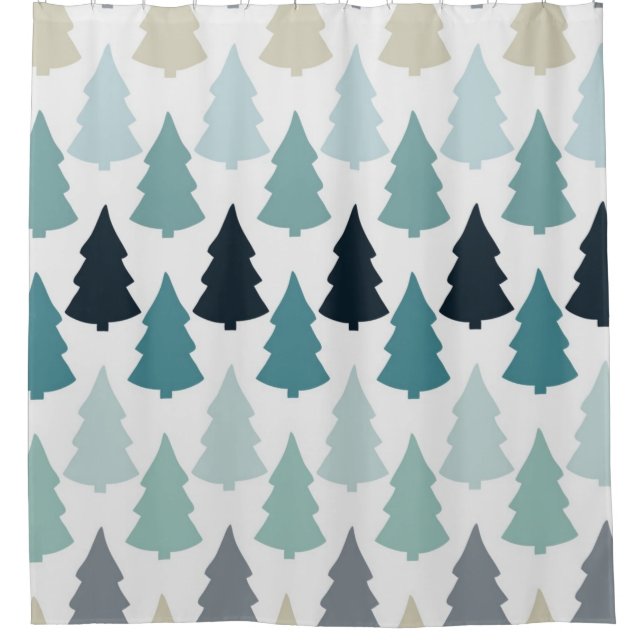 Christmas tree pattern shower curtain (Front)