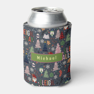 Christmas Tree Pattern Sleigh All Day Can Cooler