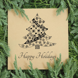 Christmas tree Pattern Stylish Script Holiday Rubber Stamp