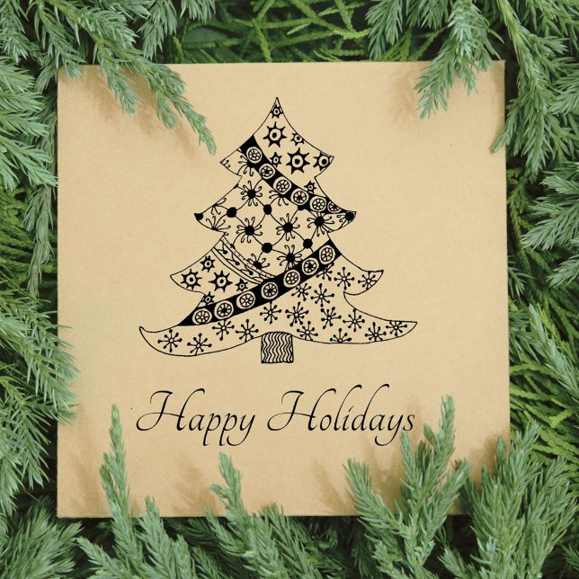 Christmas tree Pattern Stylish Script Holiday Rubber Stamp (Creator Uploaded)