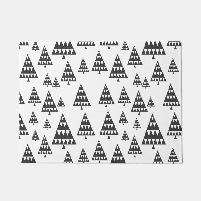 Christmas Tree Pattern Stylistic Holiday Doormat (Front)