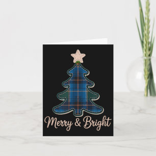 Christmas Tree Pattern Tartans Greens And Blue Pla Card