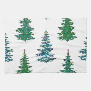 Christmas tree pattern tea towel