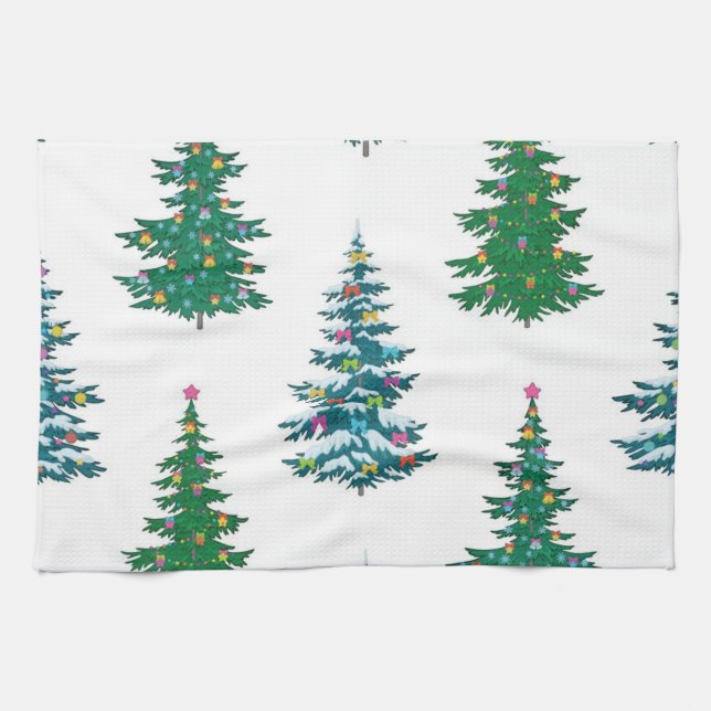 Christmas tree pattern tea towel (Horizontal)