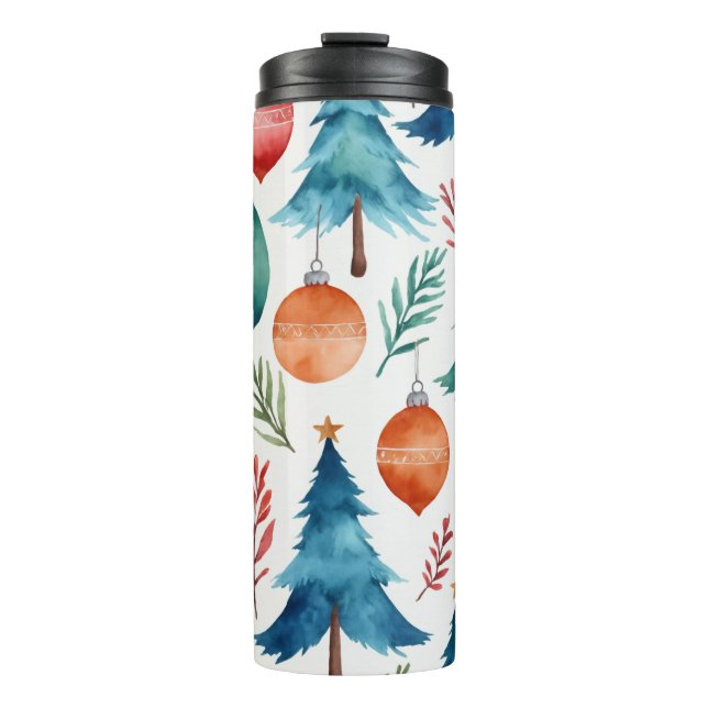 Christmas Tree Pattern Thermal Tumbler (Front)