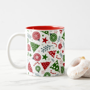 Christmas Tree Pattern Two-Tone Coffee Mug