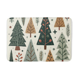  Christmas Tree Pattern vintage holiday  Bath Mat
