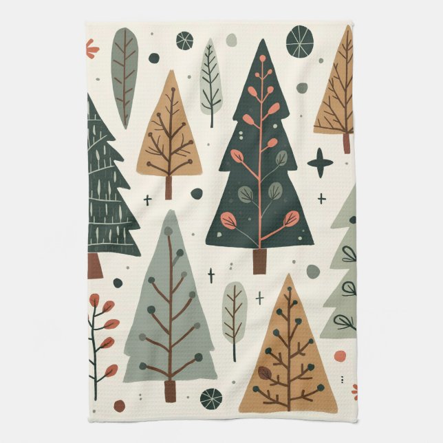  Christmas Tree Pattern vintage holiday  Tea Towel (Vertical)