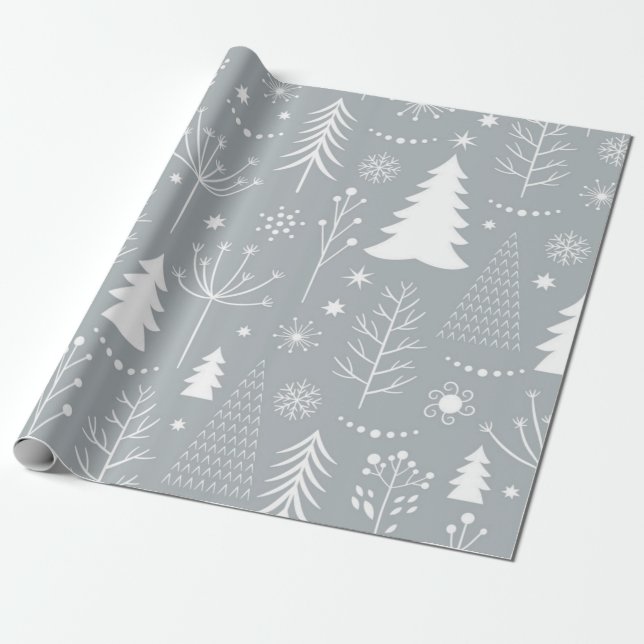 Christmas tree pattern wrapping paper (Unrolled)
