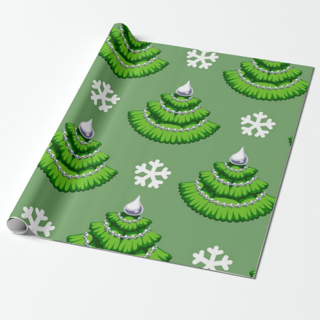 Christmas tree pattern wrapping paper (Unrolled)