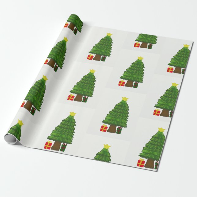 Christmas Tree Pattern Wrapping Paper (Unrolled)
