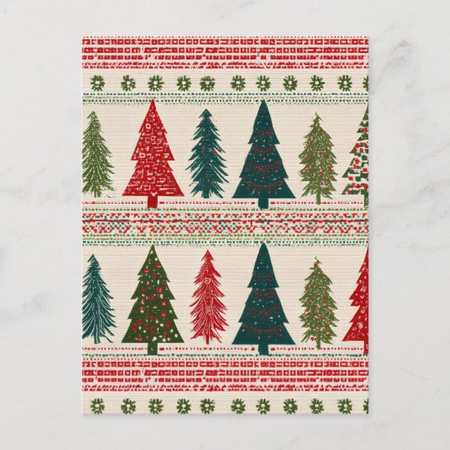 Christmas Tree Patterned Postcard (Front)