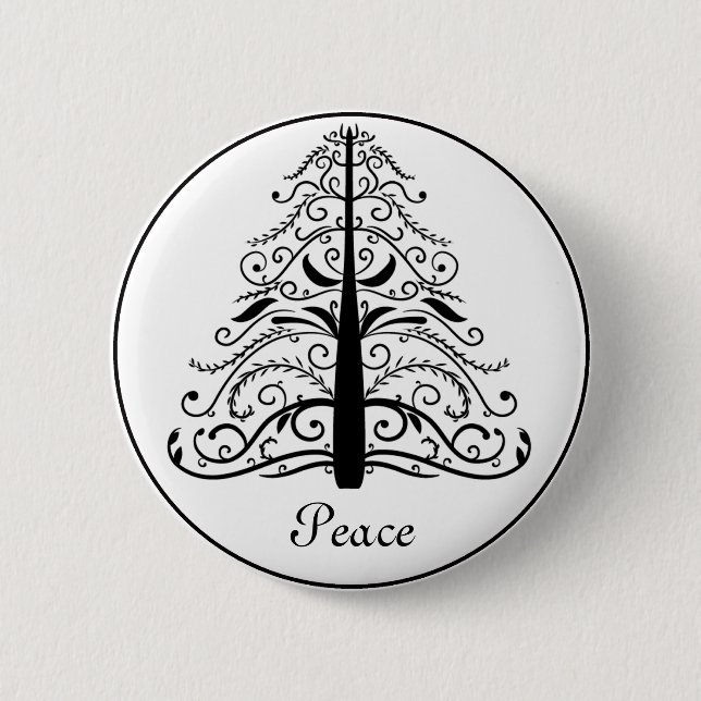 Christmas Tree Peace 6 Cm Round Badge (Front)