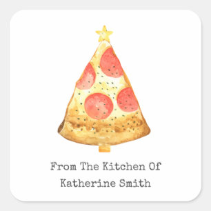 Christmas Tree Pepperoni Pizza From The Kitchen Of Square Sticker
