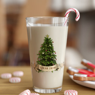 Christmas Tree Personalised Festive Holiday Glass