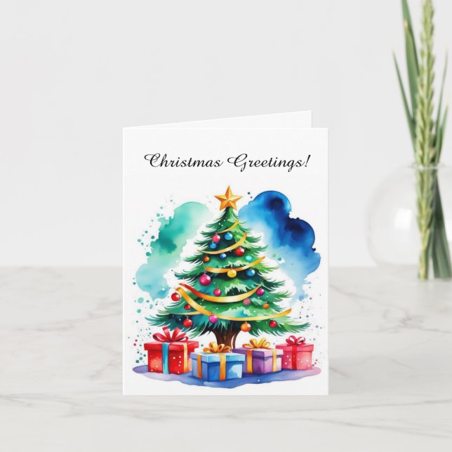 Christmas Tree Personalised Greeting Card (Front)