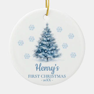 Christmas Tree Personalized Baby's First Christmas Ceramic Ornament
