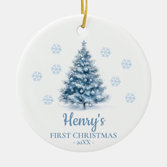 Christmas Tree Personalized Baby's First Christmas Ceramic Ornament (Front)