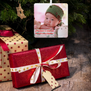 Christmas tree photo Metal Square Ornament