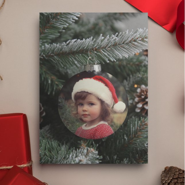 Christmas Tree Photo Ornament Personalised Custom Card (Creator Uploaded)