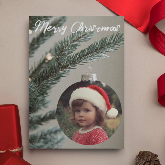 Christmas Tree Photo Ornament Personalised Custom Card (Creator Uploaded)