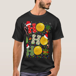 Christmas Tree Pickleball Ho Ho Ho Santa Lights T-Shirt