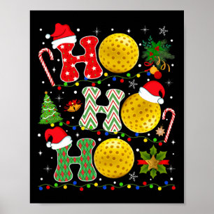 Christmas Tree Pickleball Ho Ho Ho Santa Lights Xm Poster