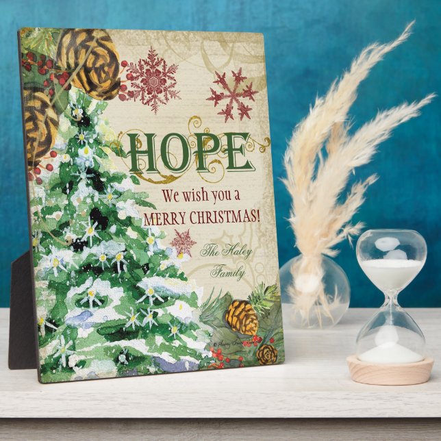 Christmas Tree Pine Cone Hope Snowflake Collage Plaque (Side)