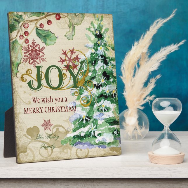 Christmas Tree Pine Cone Joy Snowflake Collage Plaque (Side)