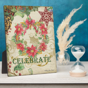 Christmas Tree Pine Cone Peace Snowflake Collage Plaque