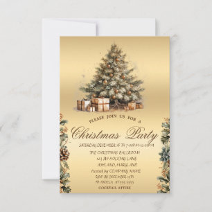 Christmas Tree,Pine cones Christmas Company Invitation