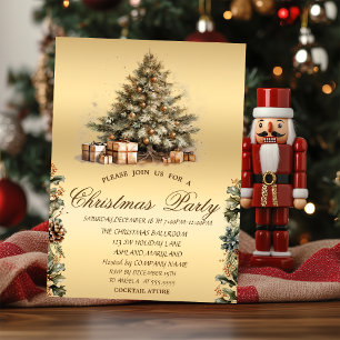 Christmas Tree,Pine cones Christmas Company Invitation