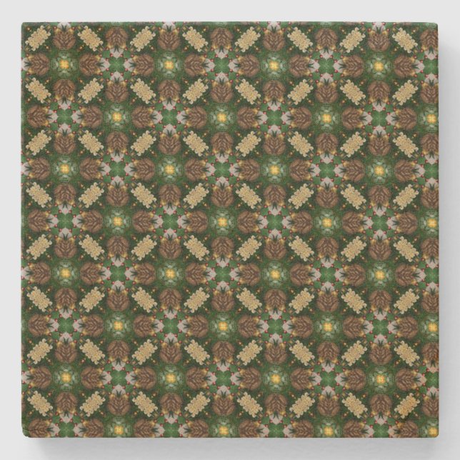 Christmas Tree Pine Cones Pattern Stone Coaster (Front)