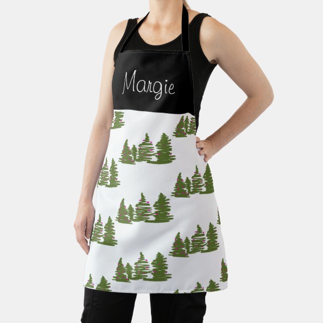 Christmas Tree Pine Doodle Art Apron (Insitu)