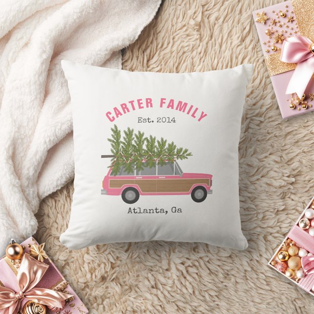 Christmas Tree Pink Family Wagon Car Cushion (Creator Uploaded)