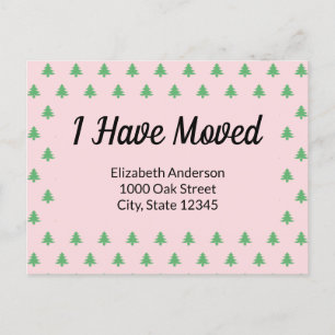 Christmas Tree Pink Holiday Moving Announcement Postcard