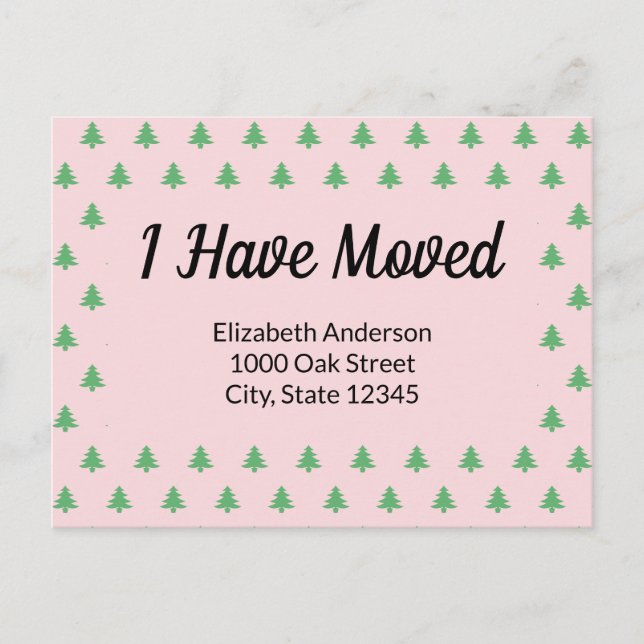 Christmas Tree Pink Holiday Moving Announcement Postcard (Front)