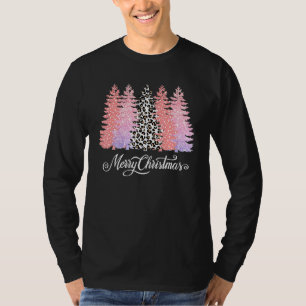 Christmas Tree Pink Leopard Trees Merry Christmas T-Shirt