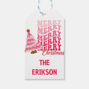 Christmas Tree Pink Vintage Van Gift Tags