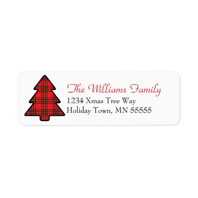Christmas Tree Plaid Address Label Return Address Label (Front)